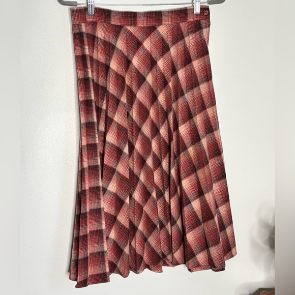 Vintage Pleated Midi Skirt Plaid Wool Blend Size 13/14 Pink/Maroon/Teal - Picture 2 of 10